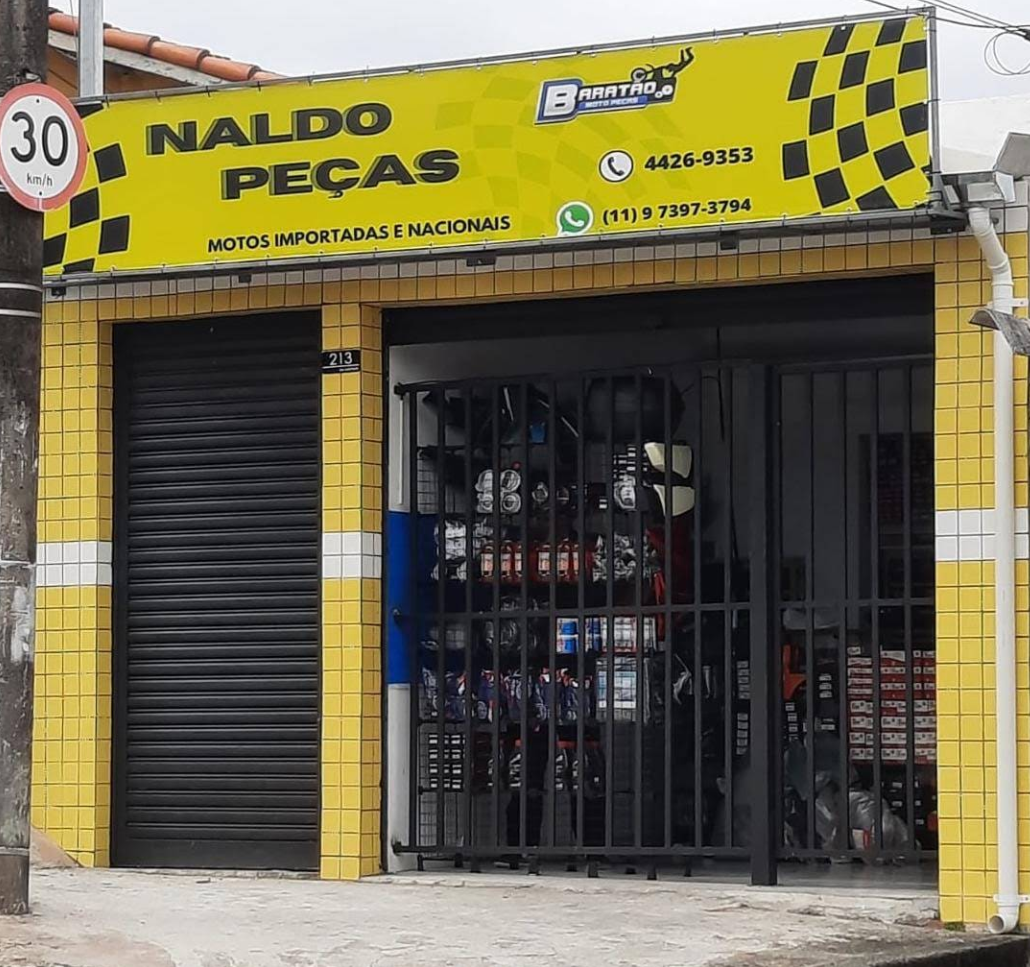 Fachada da loja Naldo Peças, parceira Baratão Moto Peças, na Rua João Ducin, 213, Jardim Jamaica